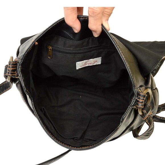 LEVI'S BLACK VINYL SHOULDER BAG PURSE - Picture 5 of 13